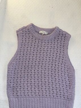 FRAME lavender chunky cotton large knit sleeveless sweater vest M